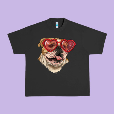 English Bulldog With Love Glass Urban Heavy Tee Designed By Ranaportraitstore
