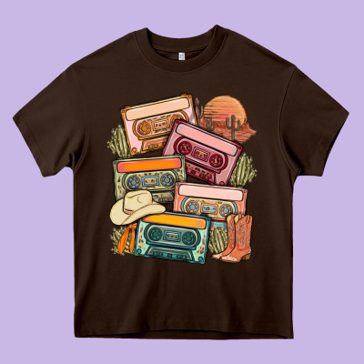 Customized Country Cassette Tapes Heavy Core Tee Designed By Maliassmallbusiness