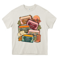 Cream customized country cassette tapes Heavy Core Tee - MaliasSmallBusiness