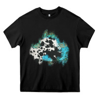 Black cowhide turquoise patch Heavy Core Tee - AdoDesignShop