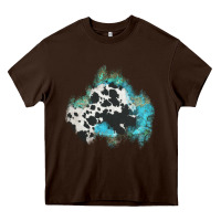 Chocolate Brown cowhide turquoise patch Heavy Core Tee - AdoDesignShop