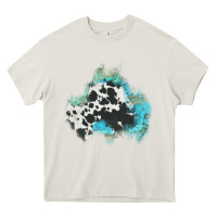 Cream cowhide turquoise patch Heavy Core Tee - AdoDesignShop