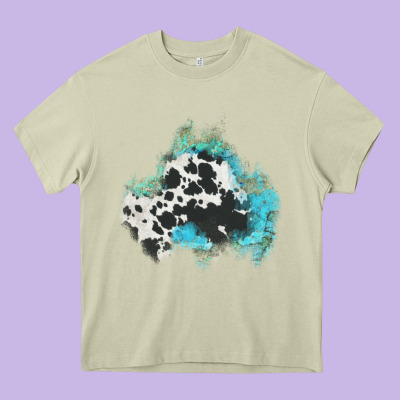 Cowhide Turquoise Patch Heavy Core Tee Designed By Adodesignshop
