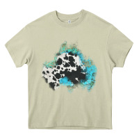 Mossy cowhide turquoise patch Heavy Core Tee - AdoDesignShop