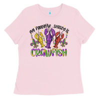 Bubblegum Pink my favorite season is crawfish Ladies Tee - MaliasSmallBusiness