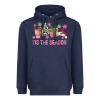 Navy Pink Christmas Tis The Season Heavyweight Hoodie - FaDigitalArtStudio
