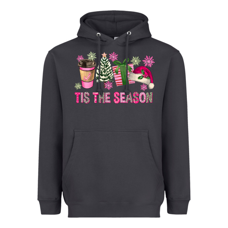 Pink Christmas Tis The Season Heavyweight Hoodie by FaDigitalArtStudio | Teevron