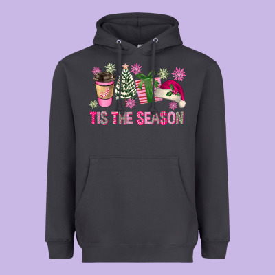 Pink Christmas Tis The Season Heavyweight Hoodie Designed By Fadigitalartstudio
