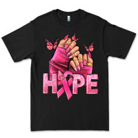 Black Hope Breast Cancer Caucasian hand nails Premium Tee - NancyCooperArtShop