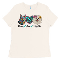 Bone peace love pomeranian Ladies Tee - RanaPortraitStore