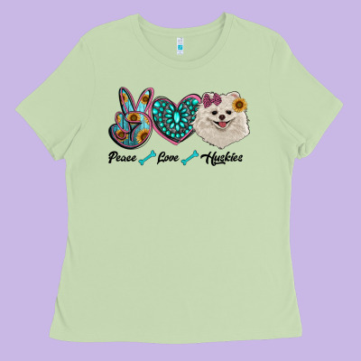 Peace Love Pomeranian Ladies Tee Designed By Ranaportraitstore