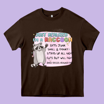 Just Realized Im A Raccoon Heavy Core Tee Designed By Maliassmallbusiness