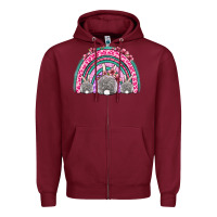 Burgundy Easter bunny rainbow Zipper Hoodie - OliviaCreatesArt