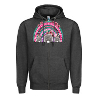 Charcoal Heather Easter bunny rainbow Zipper Hoodie - OliviaCreatesArt