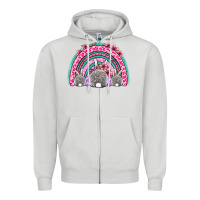Dove Grey Easter bunny rainbow Zipper Hoodie - OliviaCreatesArt