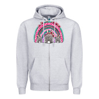 Heather Grey Easter bunny rainbow Zipper Hoodie - OliviaCreatesArt