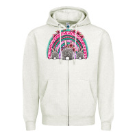 Oatmeal Heather Easter bunny rainbow Zipper Hoodie - OliviaCreatesArt