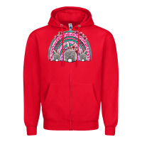 Red Easter bunny rainbow Zipper Hoodie - OliviaCreatesArt