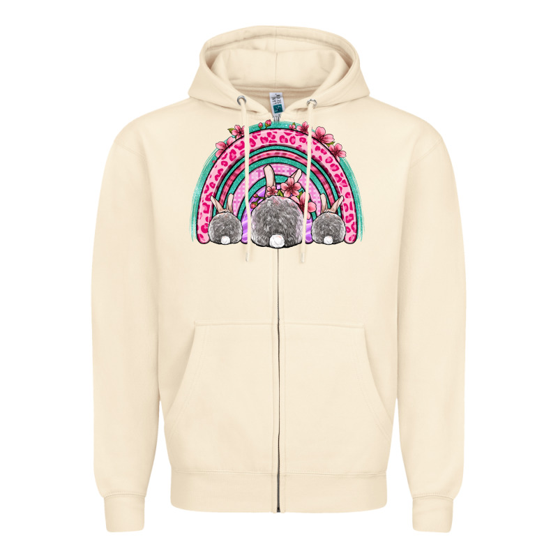 Easter Bunny Rainbow Zipper Hoodie by OliviaCreatesArt | Teevron