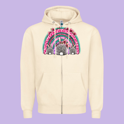 Easter Bunny Rainbow Zipper Hoodie Designed By Oliviacreatesart