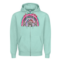 Seafoam Easter bunny rainbow Zipper Hoodie - OliviaCreatesArt