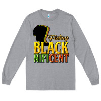 Heather Grey feeling blacknificent Long Sleeve Tee - NancyCooperArtShop