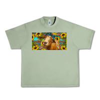 Oil Green Goat with sunflowers and leopard Urban Heavy Tee - RanaPortraitStore