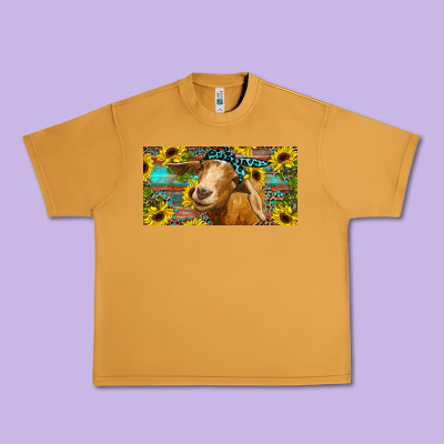 Goat With Sunflowers And Leopard Urban Heavy Tee Designed By Ranaportraitstore