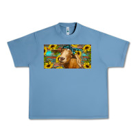 Pebble Blue Goat with sunflowers and leopard Urban Heavy Tee - RanaPortraitStore