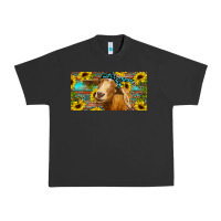 Pigment Black Goat with sunflowers and leopard Urban Heavy Tee - RanaPortraitStore