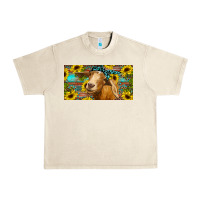 Sandshell Goat with sunflowers and leopard Urban Heavy Tee - RanaPortraitStore
