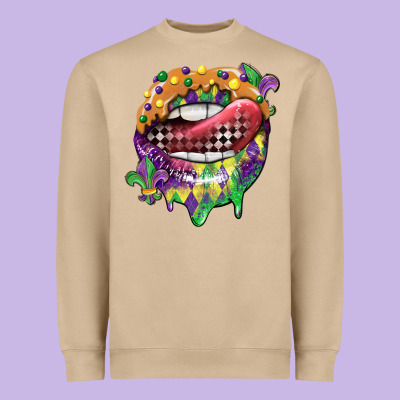 Mardi Gras Lips Heavyweight Sweatshirt Designed By Cowgirlartshop