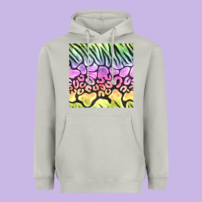 Neon Rainbow Safari Seamless Pattern Heavyweight Hoodie Designed By Bundleandbundleshop