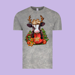 Christmas Baby Cow Hot Cocoa Vintage Tee Designed By Jasminsmagicworld