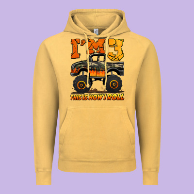 I'm Three This Is How I Roll Monster Truck Birthday Vintage Hoodie Designed By Jasminsmagicworld