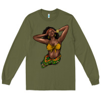 Army Green black woman Long Sleeve Tee - NancyCooperArtShop
