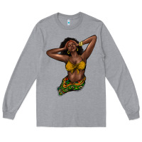 Heather Grey black woman Long Sleeve Tee - NancyCooperArtShop