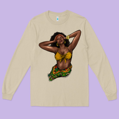 Black Woman Long Sleeve Tee Designed By Nancycooperartshop