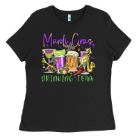 Black mardi gras drinking team Ladies Tee - MaliasSmallBusiness