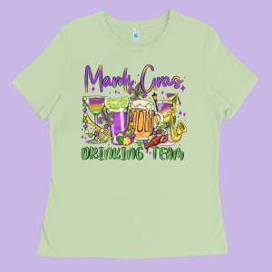 Mardi Gras Drinking Team Ladies Tee Designed By Maliassmallbusiness