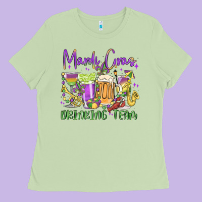 Mardi Gras Drinking Team Ladies Tee Designed By Maliassmallbusiness