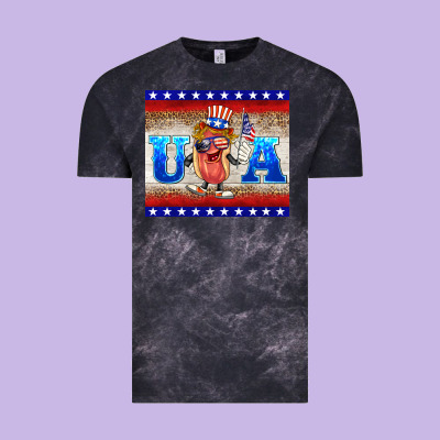 Usa Hot Dog Vintage Tee Designed By Barkaloodesign