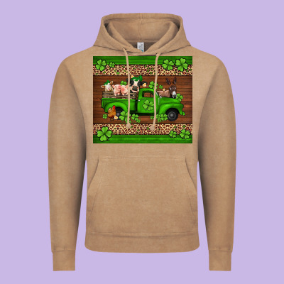 St Patricks Farm Animals Truck Vintage Hoodie Designed By Jasminsmagicworld