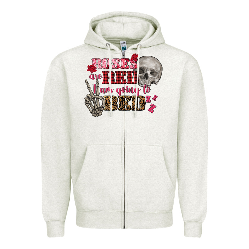 Valentine's Day Roses Are Red I Am Going To Bed Zipper Hoodie by FaDigitalArtStudio | Teevron