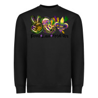 Black peace love mardi gras Heavyweight Sweatshirt - CowGirlArtShop