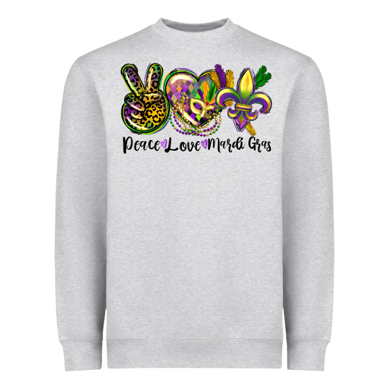 Peace Love Mardi Gras Heavyweight Sweatshirt by CowGirlArtShop | Teevron