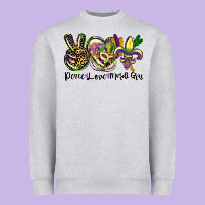 Peace Love Mardi Gras Heavyweight Sweatshirt Designed By Cowgirlartshop