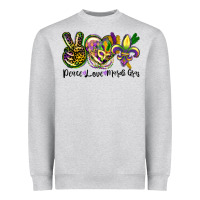 Heather Grey peace love mardi gras Heavyweight Sweatshirt - CowGirlArtShop