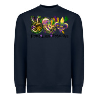 Navy peace love mardi gras Heavyweight Sweatshirt - CowGirlArtShop