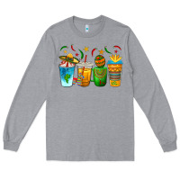 Heather Grey Cinco de Mayo Coffee Cups Long Sleeve Tee - texasbilliewilder